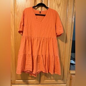 Vibrant Orange Tiered Dress
